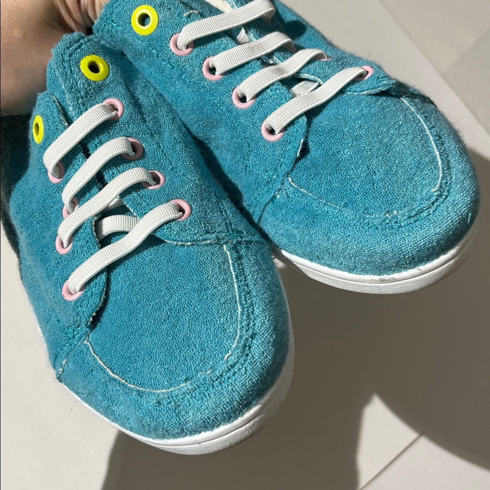 Vionic Beach Breeze slip-on mule sneakers teal terry cloth shoes summer sz 10 - Picture 4 of 8